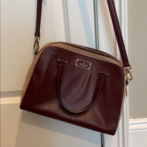 Maroon leather and suede kate spade cross body